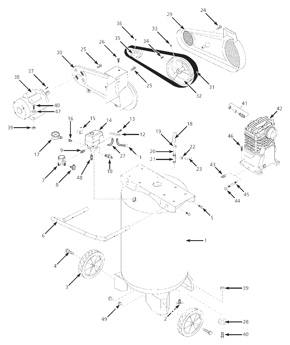 Air-Compressor Parts Diagram and Parts List for 4TW29C  Campbell Hausfeld Compressor